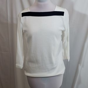 NWT Lauren Ralph Lauren White Boatneck Top Small
